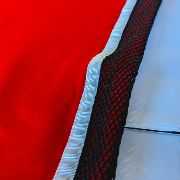 Forever 21 Track Wide Flare Leg Pants L Red Fishnet Stripe Pants Y2K - Picture 5 of 11